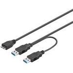 Wentronic Goobay USB 3.0 Dual Power SuperSpeed Kabel, Schwarz, 0.3 m - USB 3.0-Stecker (Typ A) , USB 3.0-Stecker (Typ A) > USB 3.0 Micro-Stecker (Typ B) (95746)
