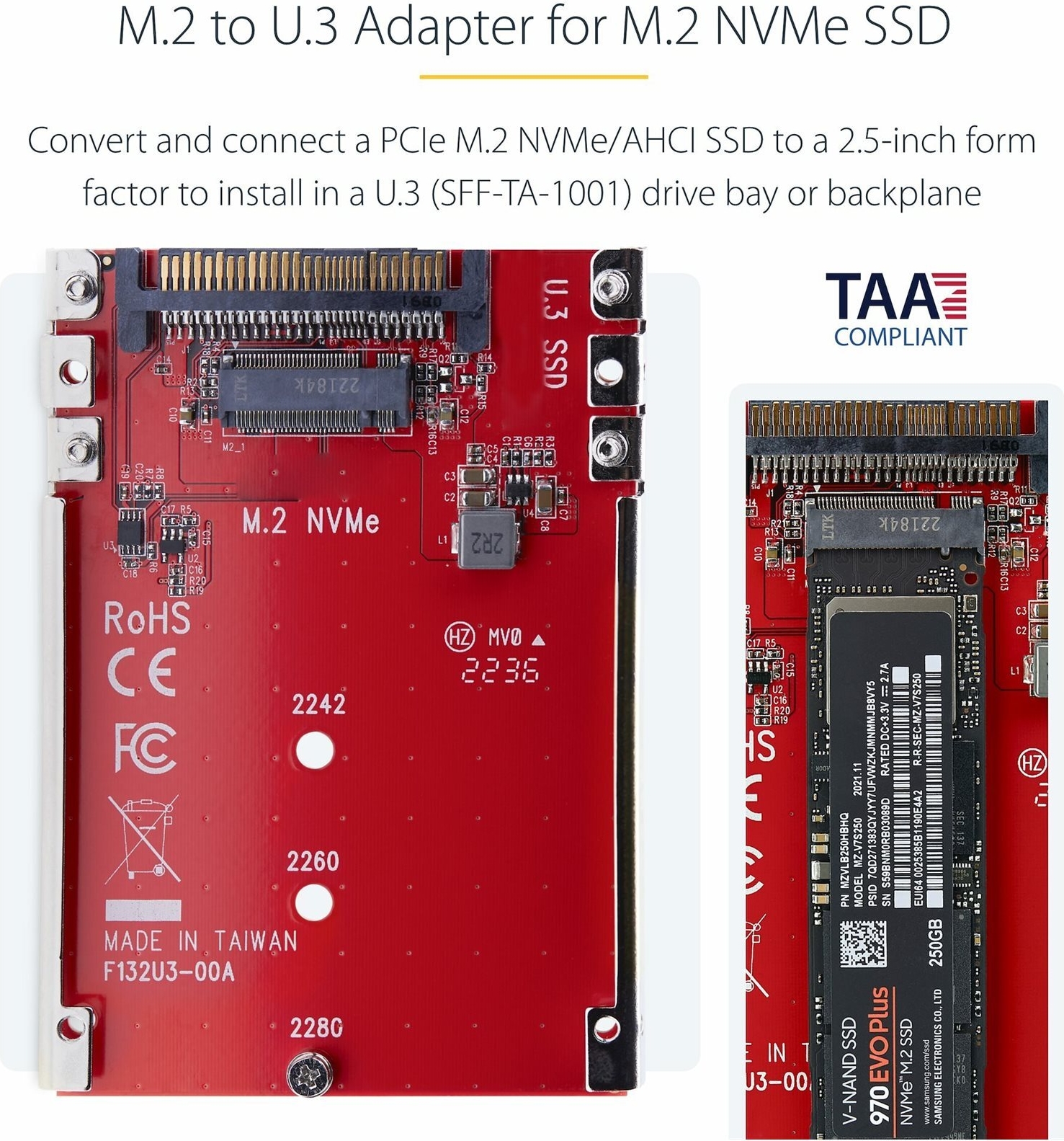 Startech 1M25-U3-M2-ADAPTER M.2 to U.3 Adapter U.3 Rot