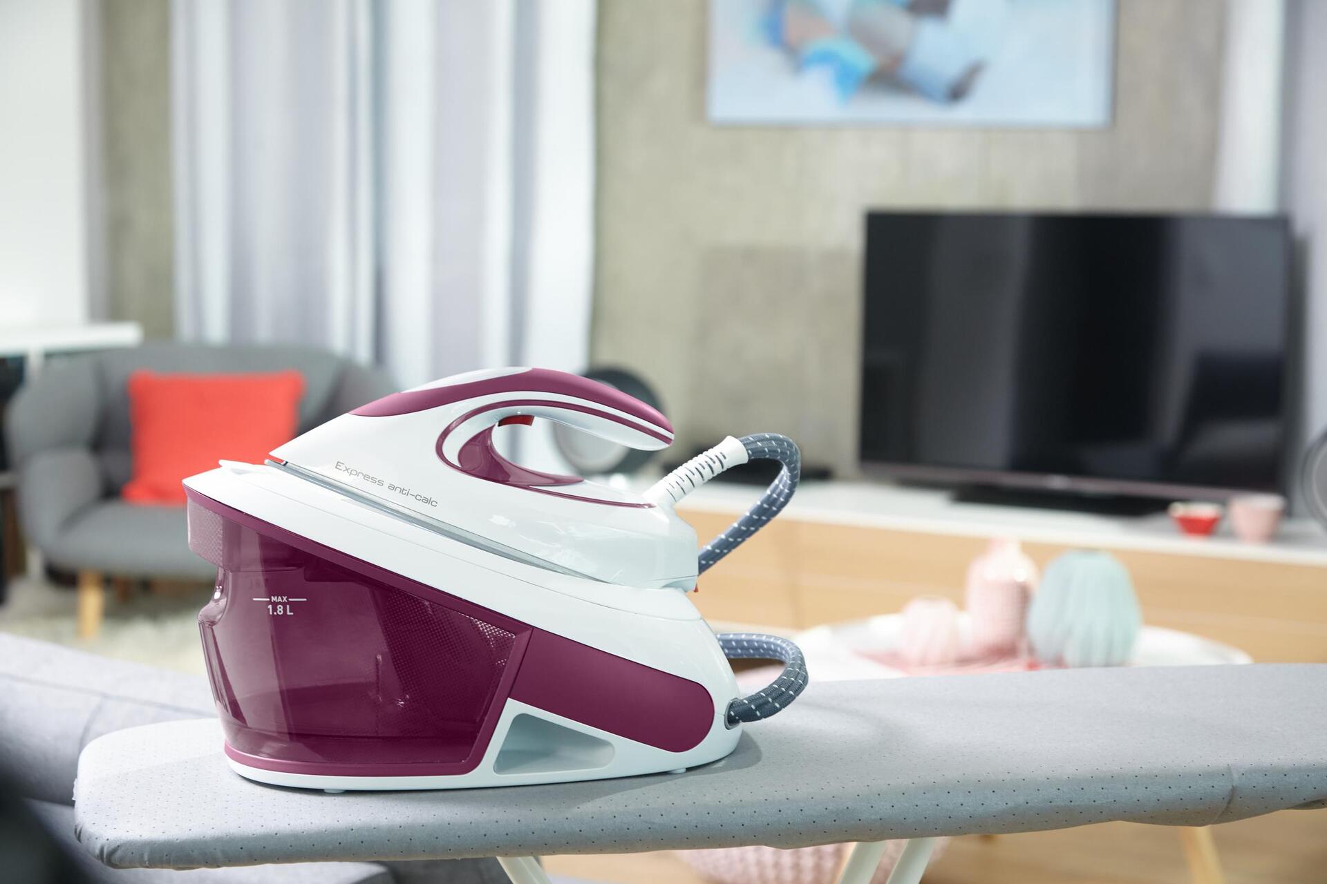 Tefal Express Anti-Calc SV8054 Dampfbügelstation 2800 W 1,8 l Durilium Airglide White/Violet