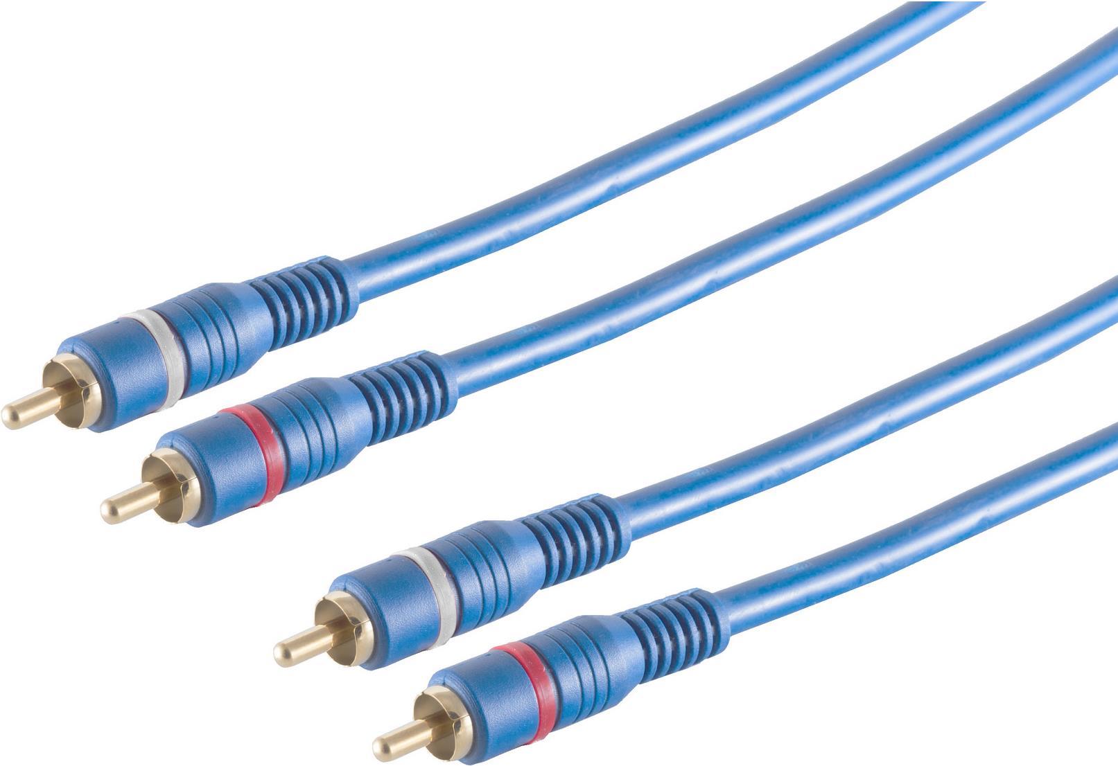S/CONN maximum connectivity Cinch Audio-Kabel-Cinchkabel, 2 Stecker / 2 Stecker, TWIN Kabel mit Remoteleitung, blau, 5,0m (40605)