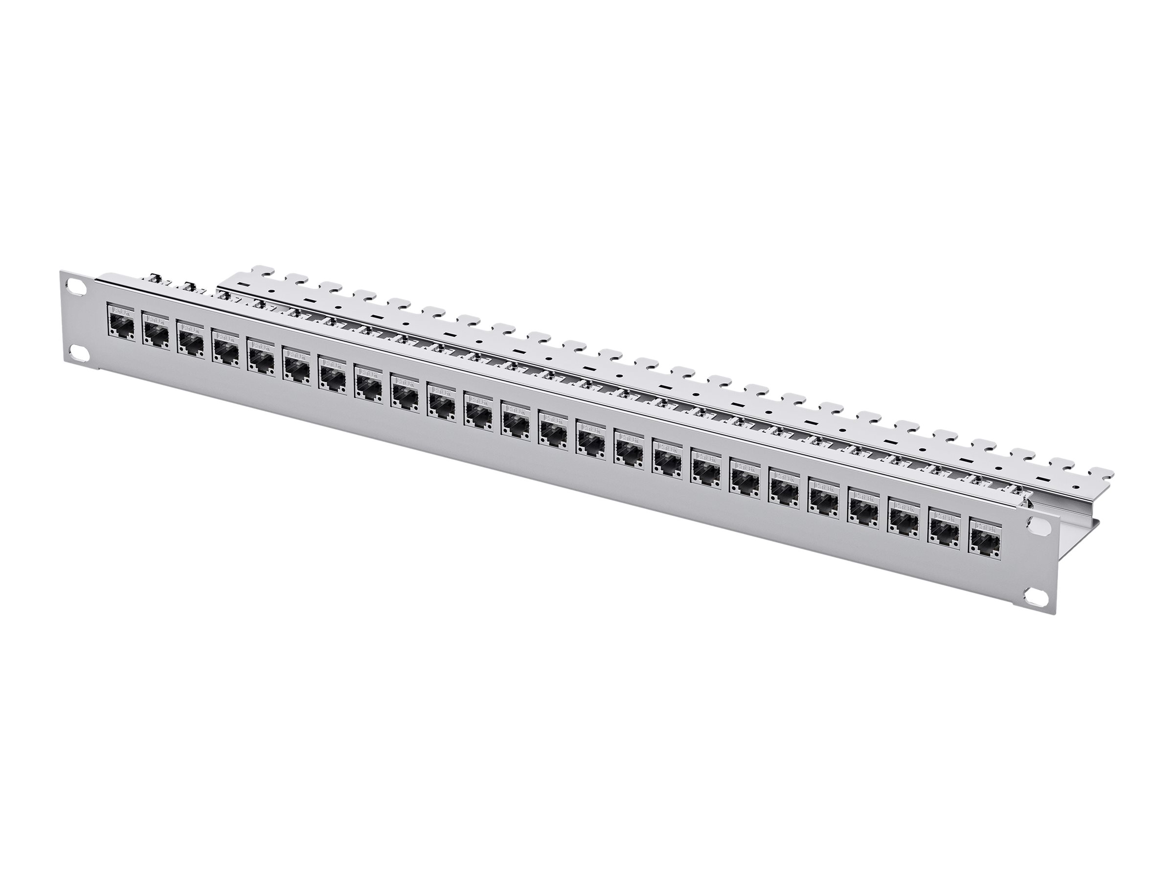 Telegärtner 19" Patchpanel 1 HE 24x RJ-45 Cat.6A Hellgrau, RAL 7035