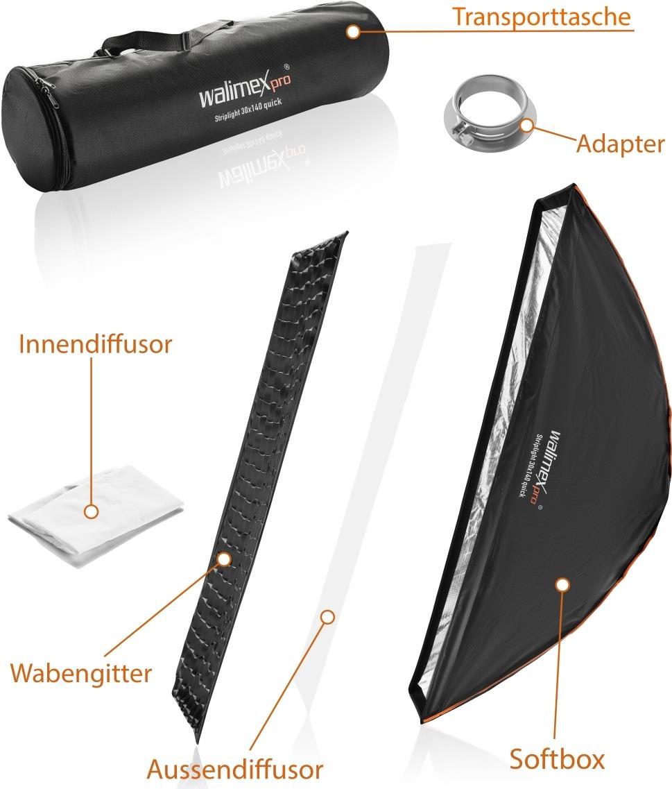 WALSER Walimex Pro 22637 Softbox (L x B) 1300 mm x 400 mm 1 St.