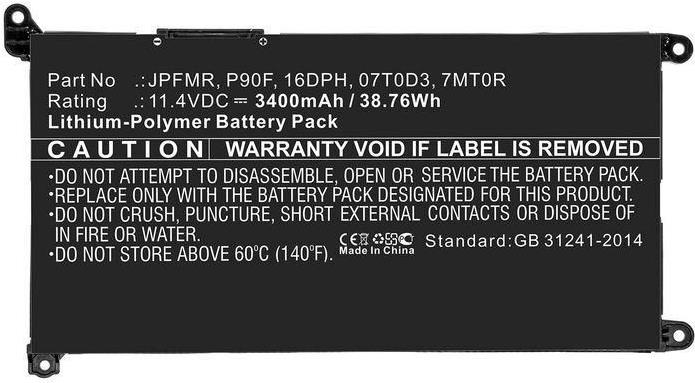 CoreParts Laptop Battery 41Wh Li-Pol 11.4V 3600mAh Black VM732 (VM732-CP)