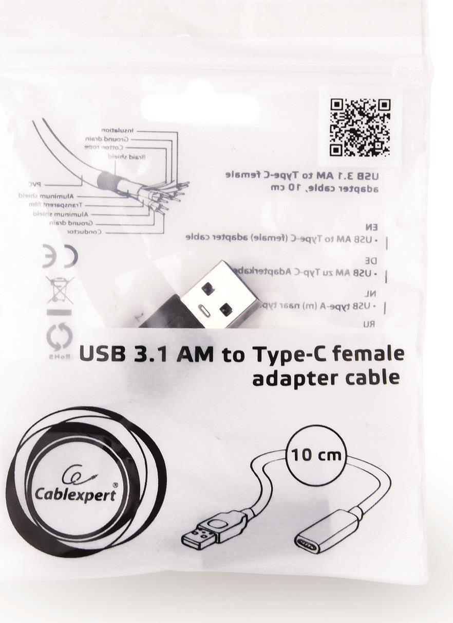 Gembird A-USB3-AMCF-01 USB Kabel 0,1 m USB 3.2 Gen 1 (3.1 Gen 1) USB A USB C Schwarz (A-USB3-AMCF-01)