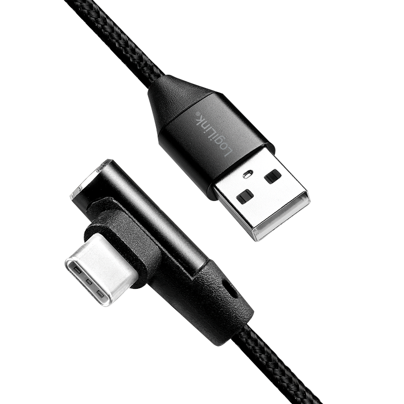 Logilink USB-Kabel USB-C (M) gewinkelt bis USB (M) gerade (CU0137)