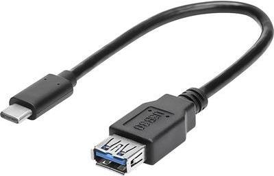 renkforce USB 3.0 Adapter [1x USB-C™ Stecker - 1x USB 3.0 Buchse A] 0.15 m Schwarz mit OTG-Funktion, vergoldete Steckkontakte renk