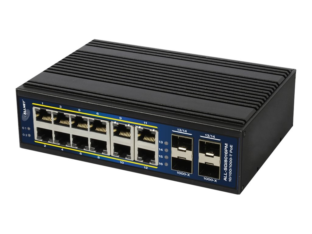 ALLNET ALL-SGI8016PM L3 Managed Switch 12 x 10/100/1000 PoE+ Schwarz
