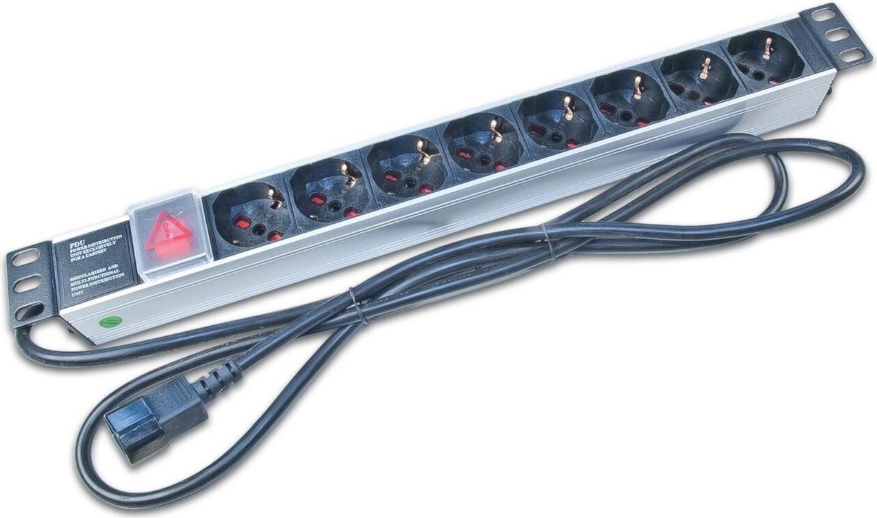 Wirewin 19'' 1HE Steckdosenleiste mit 8x Schuko- Buchsen, (NVL8 UPS)