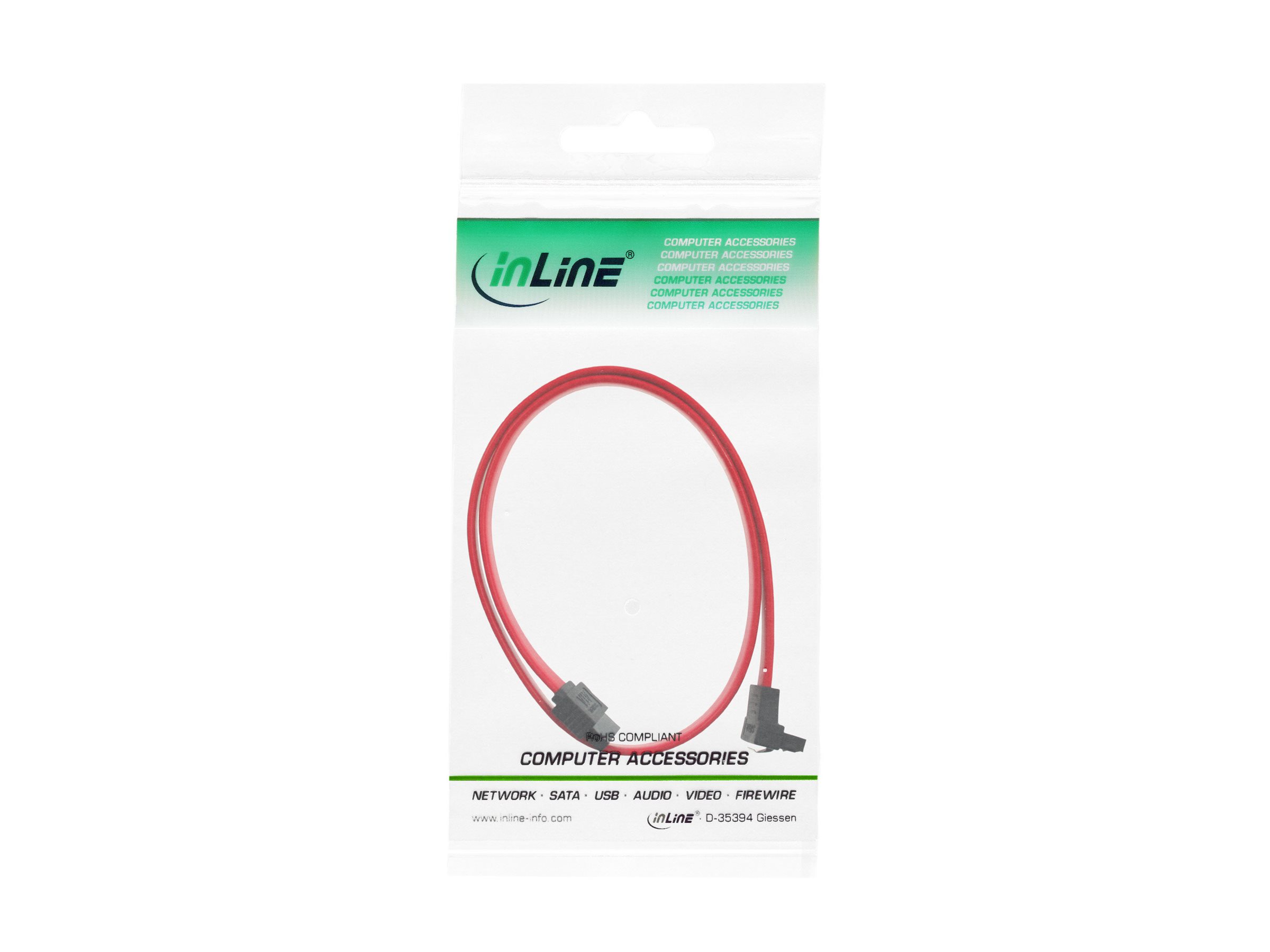 InLine SATA Anschlusskabel gewinkelt 0,3m Rot