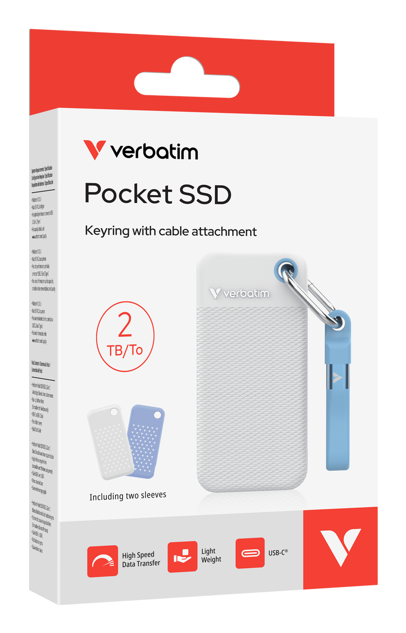Verbatim Pocket SSD 2 TB USB-C 3.2 Gen 2 Blau, Weiß