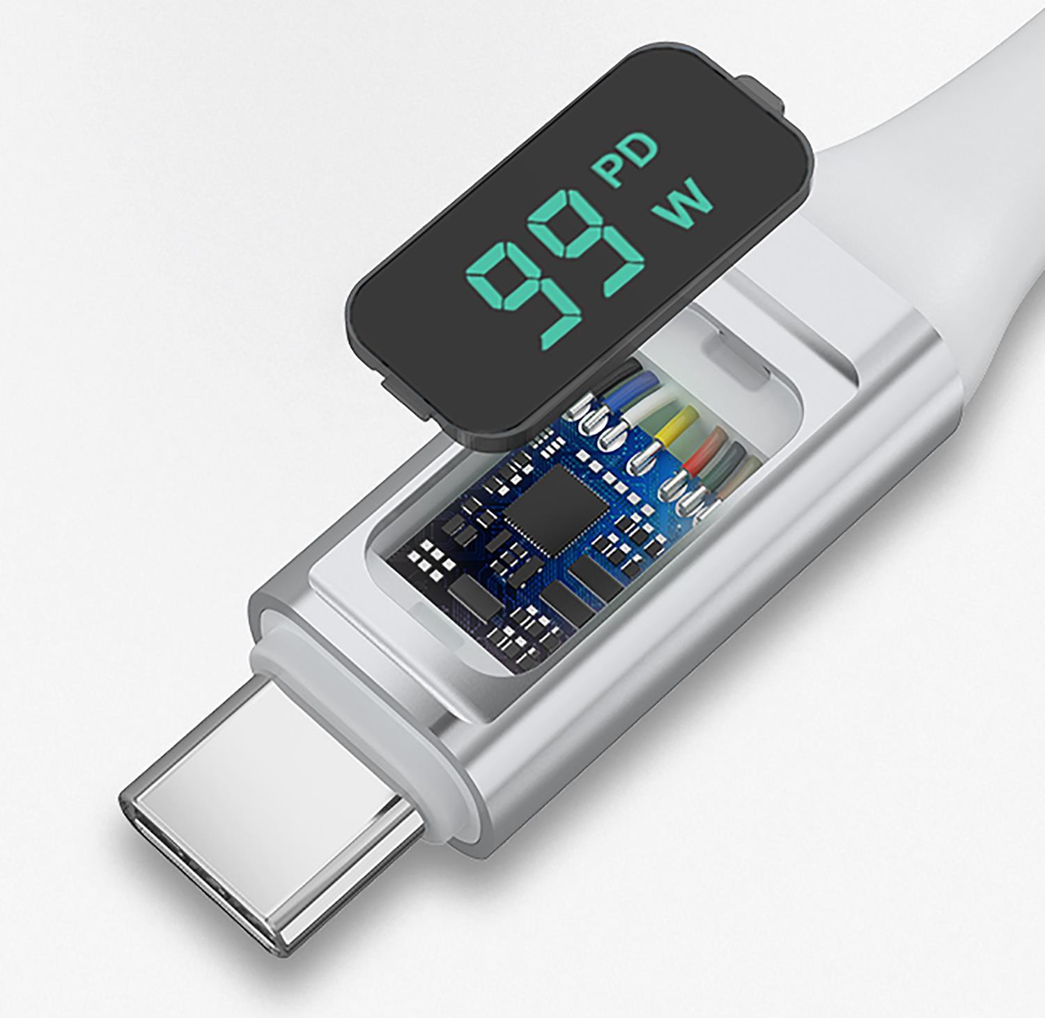 4SMARTS USB-C auf USB-C Kabel DigitCord 100W 1,5m weiß Lade deine Geräte schnell und effizient ohne