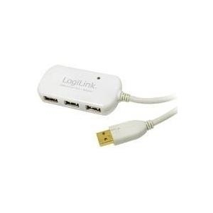 LogiLink USB 2.0 Aktives Verlängerungskabel mit USB Hub 12 m, 4 fach USB Hub, Anschlüsse 1 x USB A Stecker, 4 x (UA0108)  - Onlineshop JACOB Elektronik