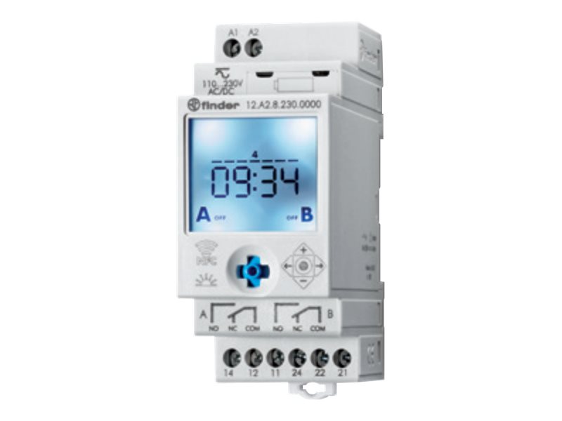 Finder 12 Series 12.A2.8.230.0000 Zeitschaltuhr DIN-Rail NFC Grau