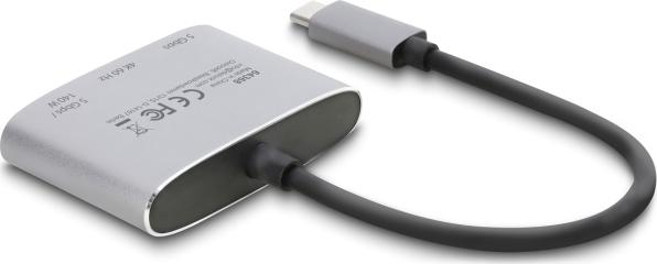Delock USB Type-C Adapter auf HDMI 4K 60 Hz mit USB Typ-A und USB Type-C PD 3.1 140 W