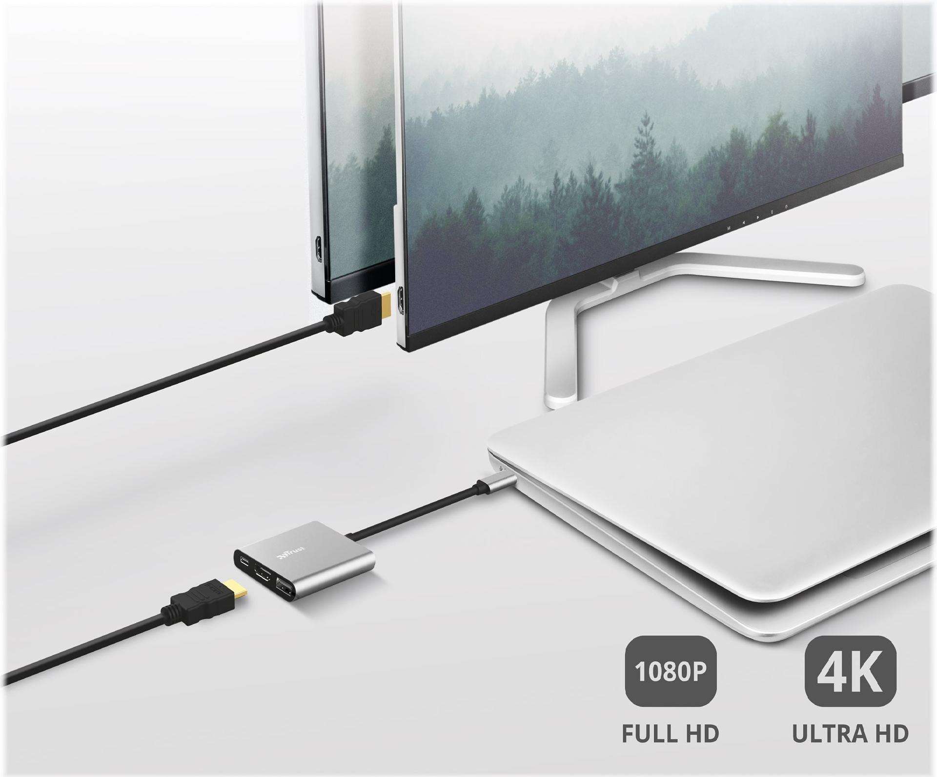 Trust Dalyx 3-in-1 Multiport USB-C Adapter Schwarz