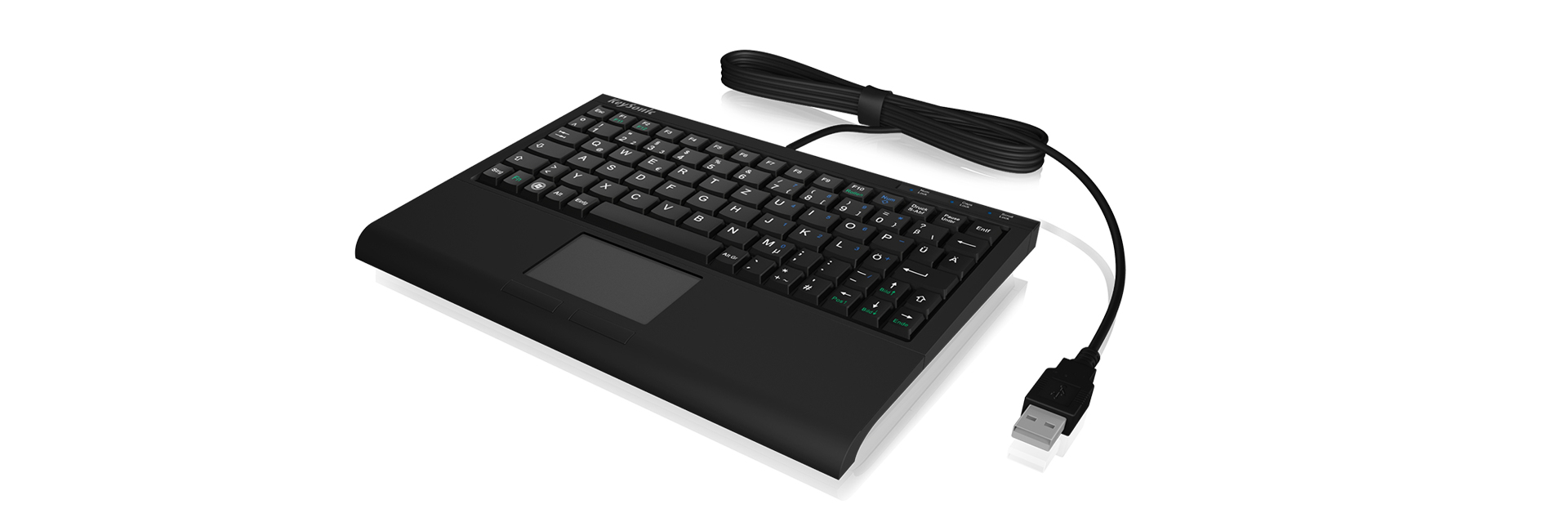 KeySonic ACK-3410 Kabelgebundene Mini-Tastatur mit Touchpad USB QWERTZ Schwarz