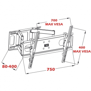 ART AR-52 TV-Wandhalterung 30"-70" 60 kg VESA Schwarz