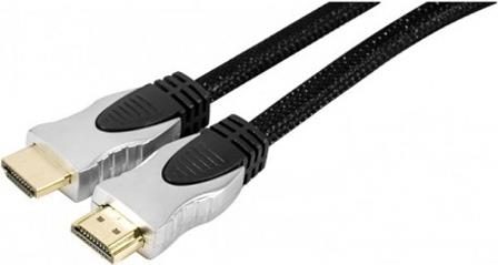 High Speed HDMI Kabel mit Ethernet, High Quality , vergoldet, HDMI St. A / St. A, Geflechtmantel, schwarz, 2,0 m mit optisch ansprechendem Geflechtmantel (127901)