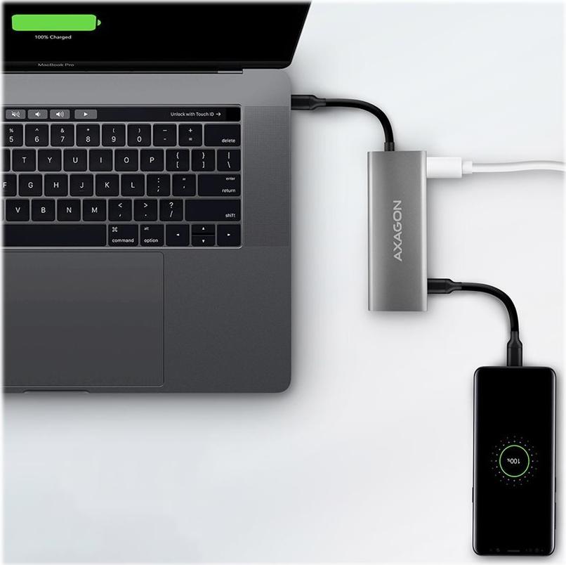AXAGON HMC-5G2 SPEEDSTER 5H Dockingstation HDMI 2x USB 3.2 Gen 2 Type-A 2x USB 3.2 Gen 2 Type-C Grau