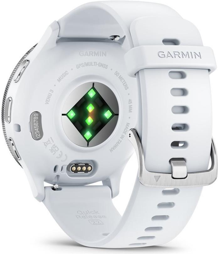 Garmin Venu 3 Smartwatch 45 mm 1,4" AMOLED GPS WLAN Silber, Weiß