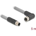 Delock M12 Kabel L-kodiert 5 Pin Stecker gerade zu Buchse rechts gewinkelt PUR (80545)