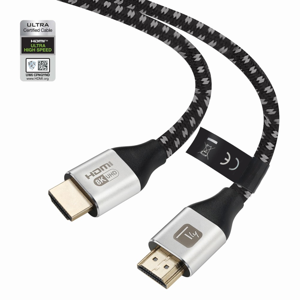 Techly ICOC-HDMI21-8-010T HDMI-Kabel 1 m 48 Gbit/s Schwarz, Silber