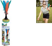 SCHILDKRÖT Neopren-Handfederball "Peteca" mit farbigen Federn, Länge: ca. 230 mm - 1 Stück (970147)