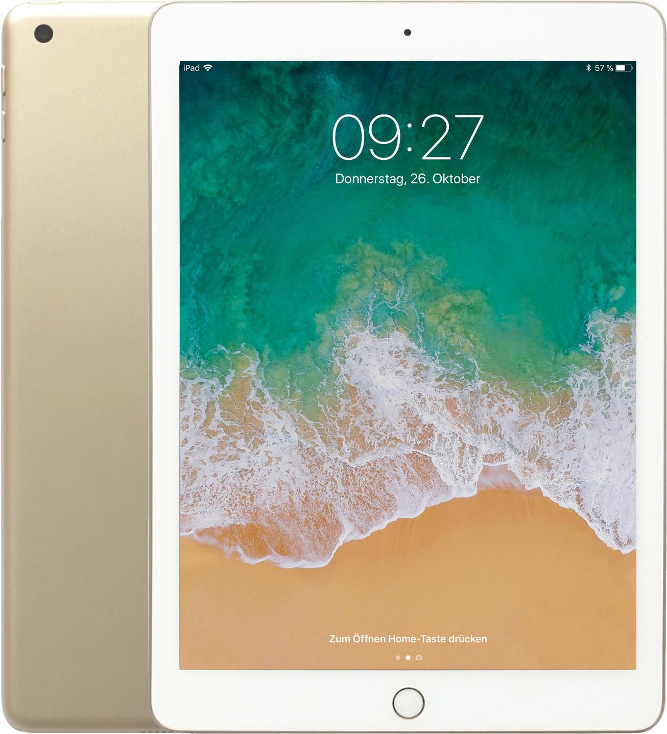 iPad 2018 128 GB Wi-Fi + Cellular, Gold 24,63 cm (9.7" ) / IPS-Retina Display mit Multi-Touch / A10 Chip mit 64-Bit Architektur / Integrierter M10 Coprozessor / 2GB RAM / 128GB eMMc Speicher / Wi-Fi + Cellular 128 GB Gold - Tablet (MRM22FD/A)