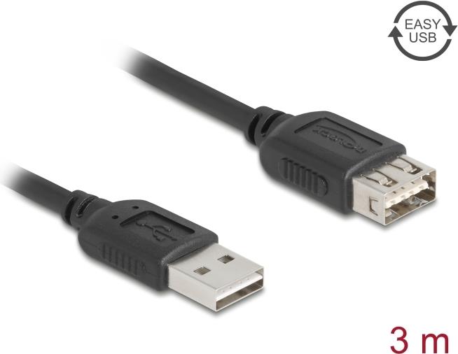 Delock USB 2.0 Verlängerungskabel EASY Typ-A Stecker zu Buchse 3 m (81514)