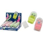 WEDO Kunststoff-Radierer Clean Animal, 24er Display im Tierdesign Frosch & Bär, integrierte Rolle nimmt Radier - 24 Stück (5998399)