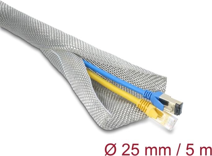 Delock Geflechtschlauch zur EMV Abschirmung selbstschließend 5 m x 25 mm (20995)