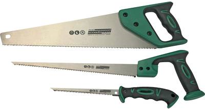 BRÜDER MANNESMANN Sägen-Set, 3-teilig rutschfeste 2-Komponenten Softgrip Handgriffe, Sägeblatt - 1 Stück (M30115)