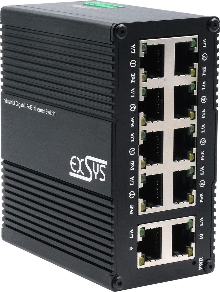 Exsys Industrieller Ethernet Mini PoE-Switch 10x (EX-62026POE)