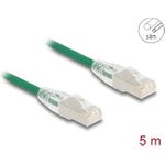Delock RJ45 Netzwerkkabel Cat.6A Stecker zu Stecker mit gebogener Rastnase U/FTP Slim 5 m grün (80368)