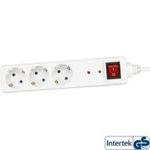 InLine® Steckdosenleiste, 3-fach Schutzkontakt, mit Überspannungsschutz, mit Schalter, 1,5m, weiß (16431Q)