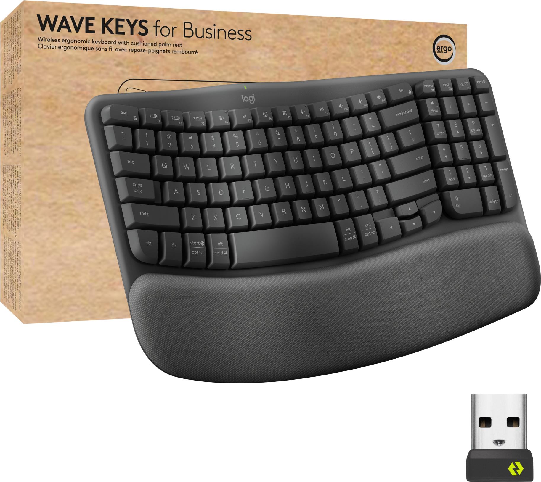 Logitech Wave Keys for Business Tastatur RF Wireless + Bluetooth QWERTY US International Graphit (920-012334)