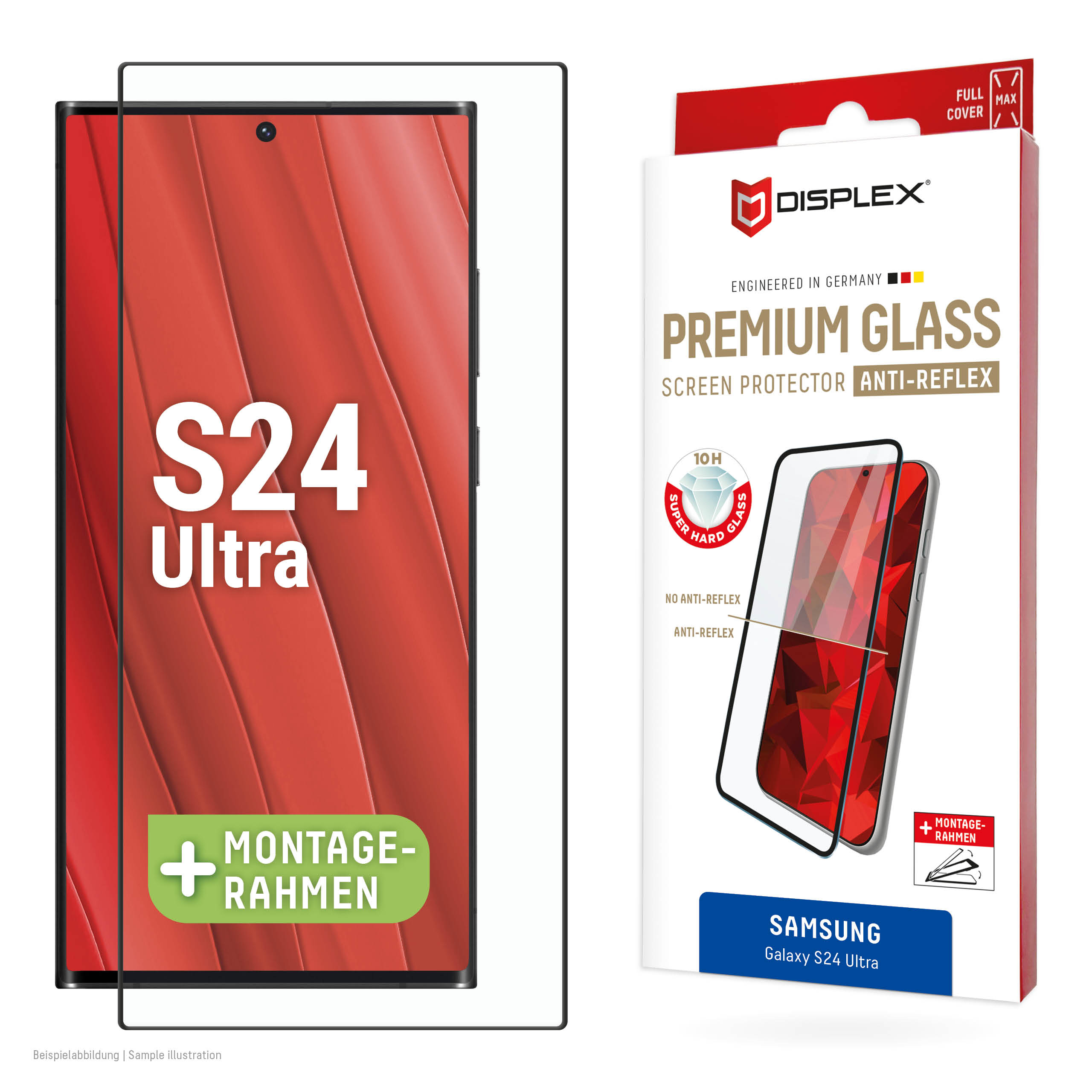 E.V.I. DISPLEX Premium Glass FCAR Samsung Galaxy S24 Ultra Schwarz, Transparent