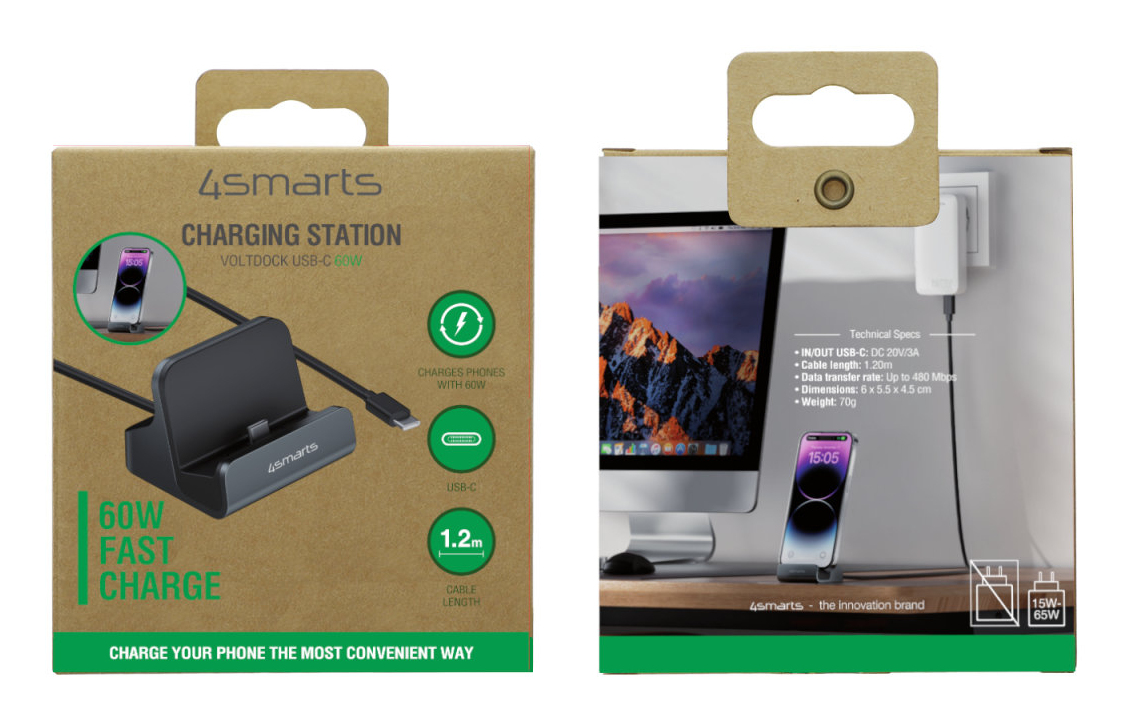 4smarts VoltDock USB-C 60W Ladestation Grau