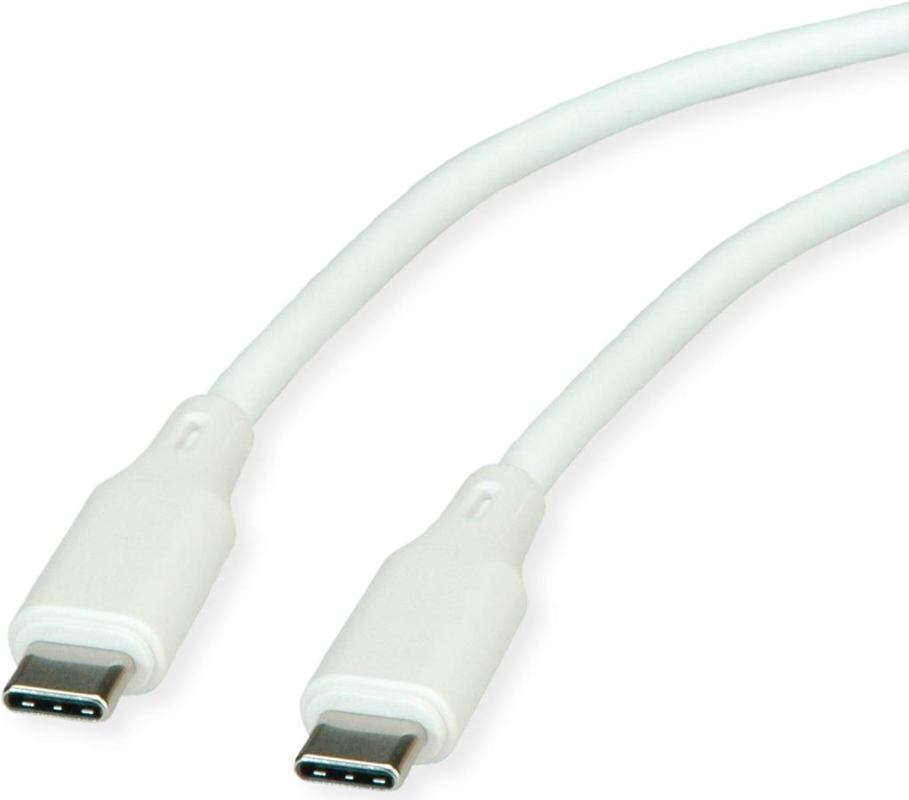 ROLINE USB 2.0 Kabel C-C ST/ST Silikon 60W 1m Weiss (11.02.9126)