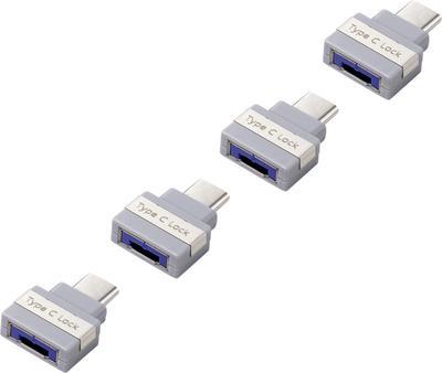 Renkforce USB Port Schloss RF-4696496 4er Set Silber, Grau inkl. 1 Schlüssel RF-4696496 (RF-4696496)