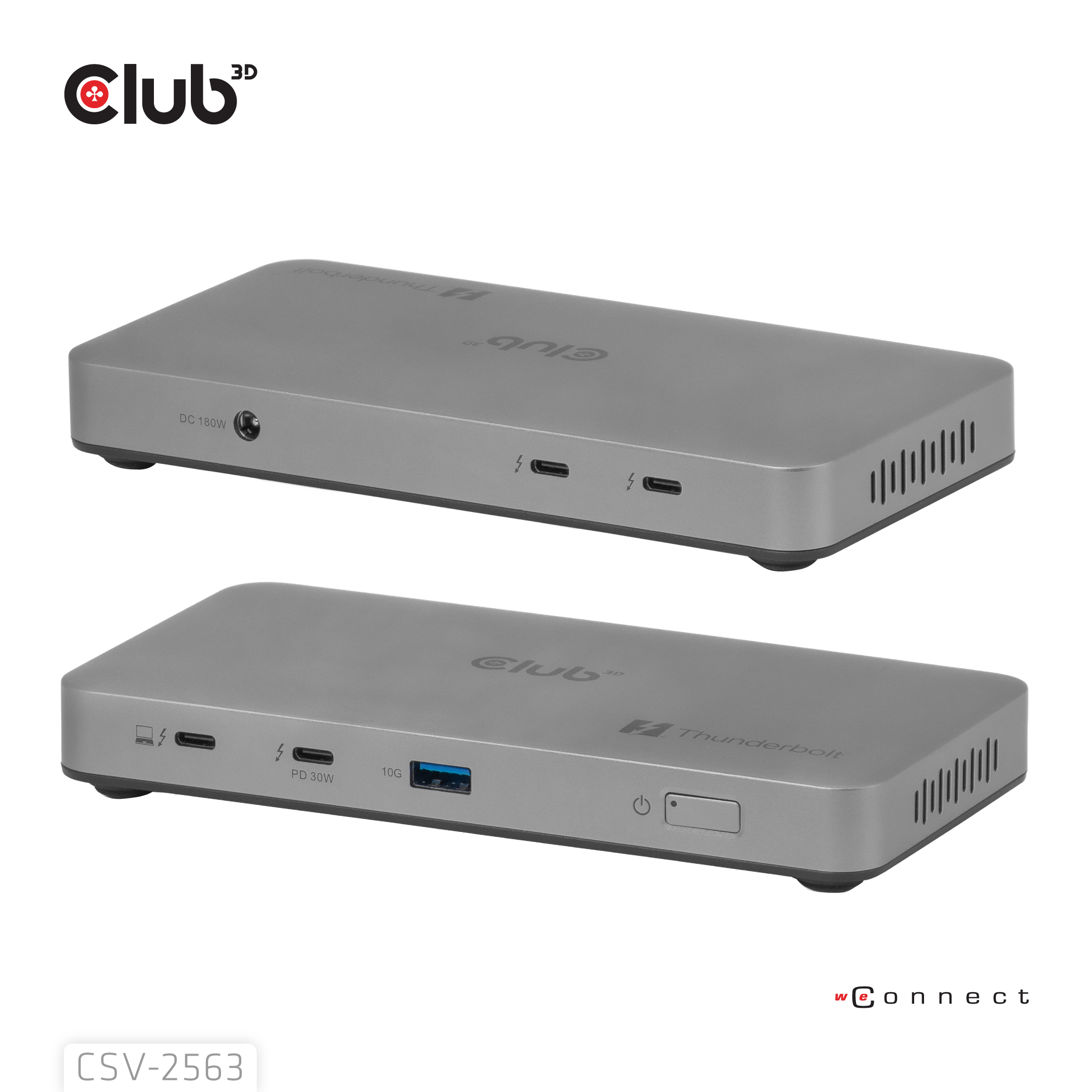Club 3D CSV-2563 Dockingstation Thunderbolt 5 180W Silber