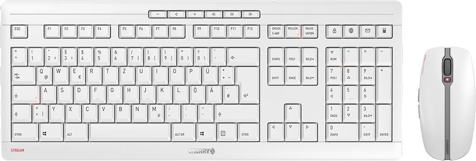 CHERRY STREAM DESKTOP - Tastatur-und-Maus-Set - kabellos - 2.4 GHz - Deutsch - Tastenschalter: CHERRY SX - Pale Gray