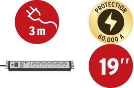 brennenstuhl 48,30cm (19") Steckdosenleiste Premium-Line, 6-fach