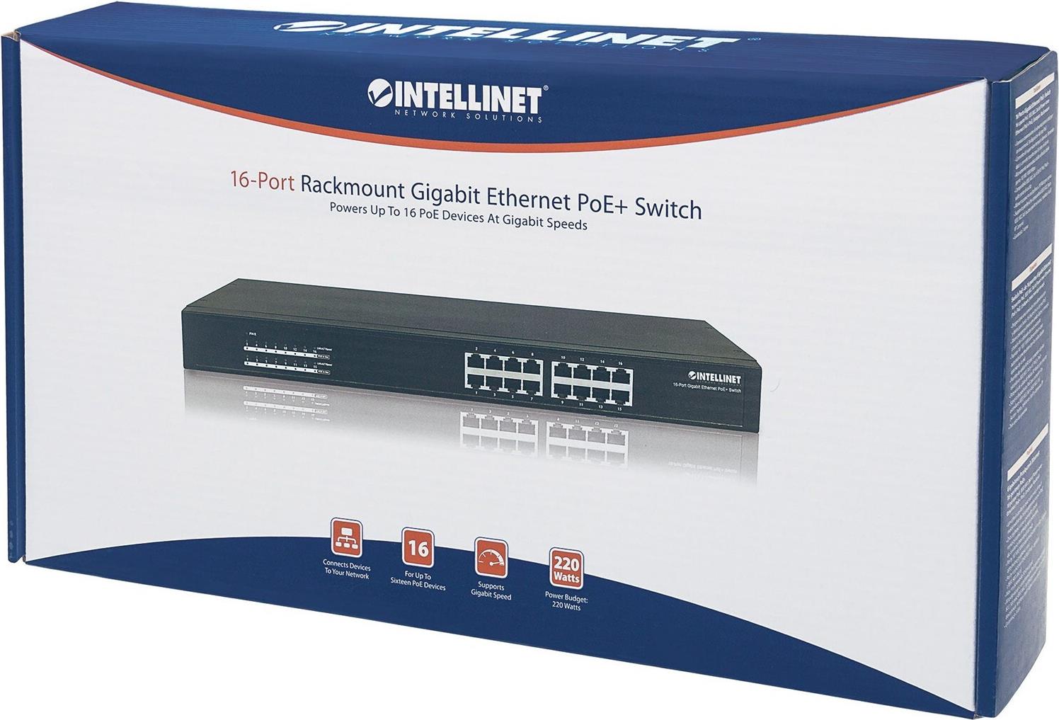 Intellinet 16-Port Gigabit Ethernet PoE+ Switch 16 x 10/100/1000 (PoE+) Schwarz