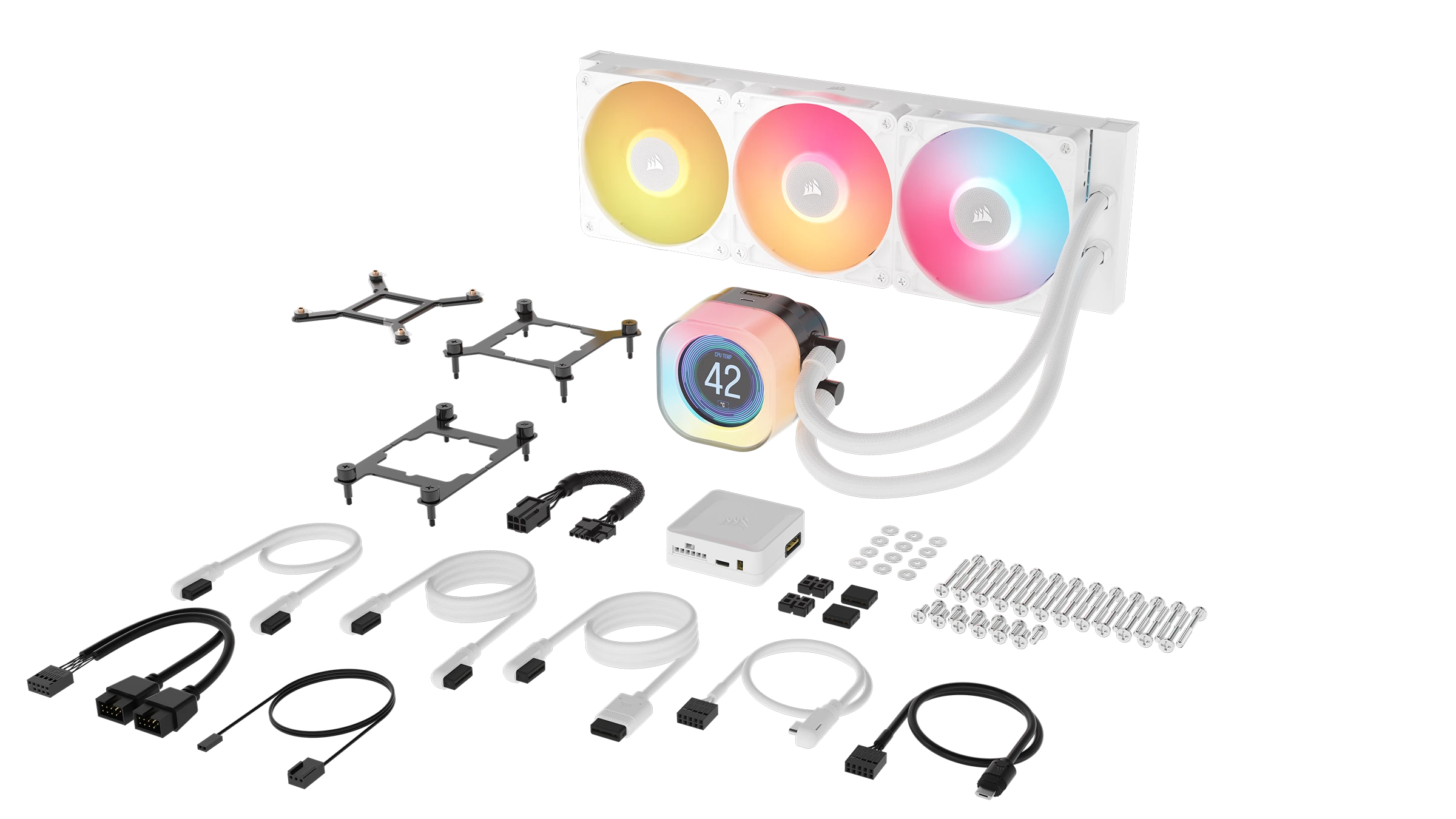 Corsair iCUE Link TITAN 360 RX LCD 360 mm All-in-One-Flüssigkeitskühler Weiß