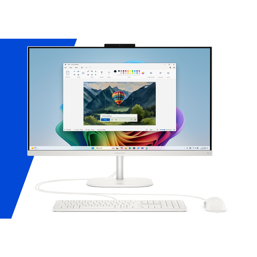 HP OmniStudio 27-cw0174ng 27" QHD All-in-One PC AMD Ryzen AI 7 445 24 GB RAM 512 GB SSD Cotton white