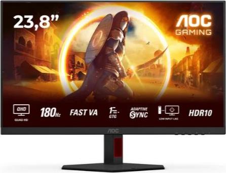 AOC Q24G4RE, Gaming-Monitor - (60.5 cm (23.8 Zoll), schwarz (matt), QHD, Fast-IPS, HDMI, DP, HDR10, 180Hz Panel) [Energieklasse E] (Q24G4RE) (geöffnet)