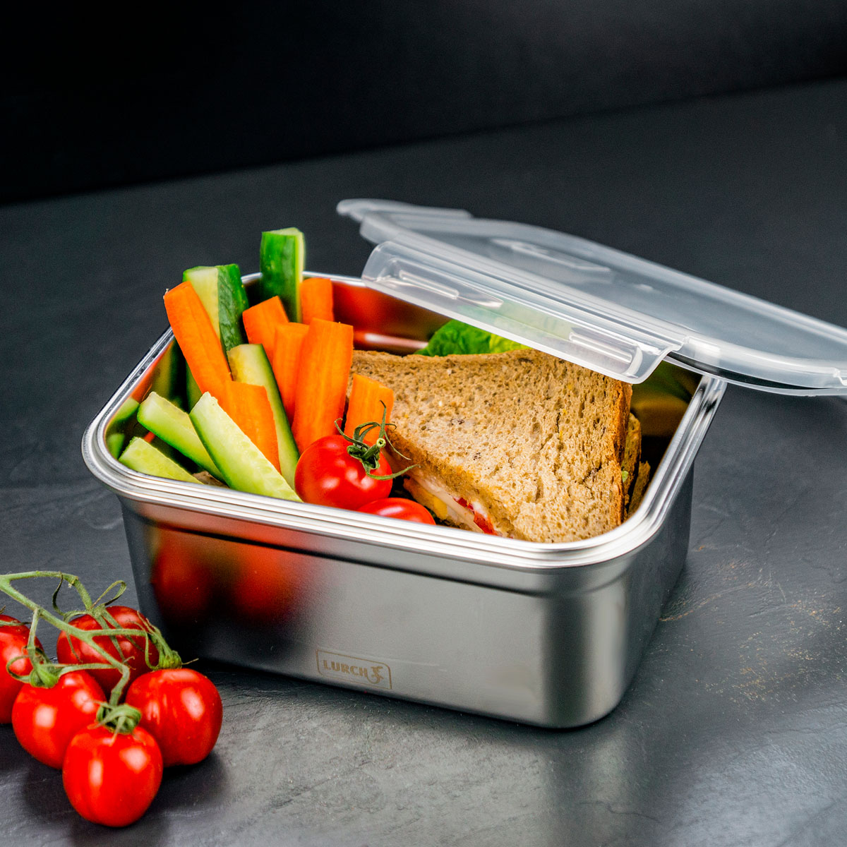Lurch Lunchbox Safety Brotdose 1500 ml Edelstahl Transparent Silber