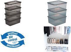keeeper Aufbewahrungsboxen-Set "bea", 3x 18 L, crystal-grey PP, Deckel mit Air-Control-System zur Belüftung der Boxen, - 1 Stück (3003182700000)