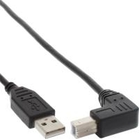 InLine® USB 2.0 Kabel, A an B unten abgewinkelt, schwarz, 2m (34520U)